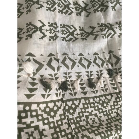 Lovestitch Olive Green Tribal Print Tassel Maxi Dress Handkerchief Hem S/M NEW - Picture 5 of 10